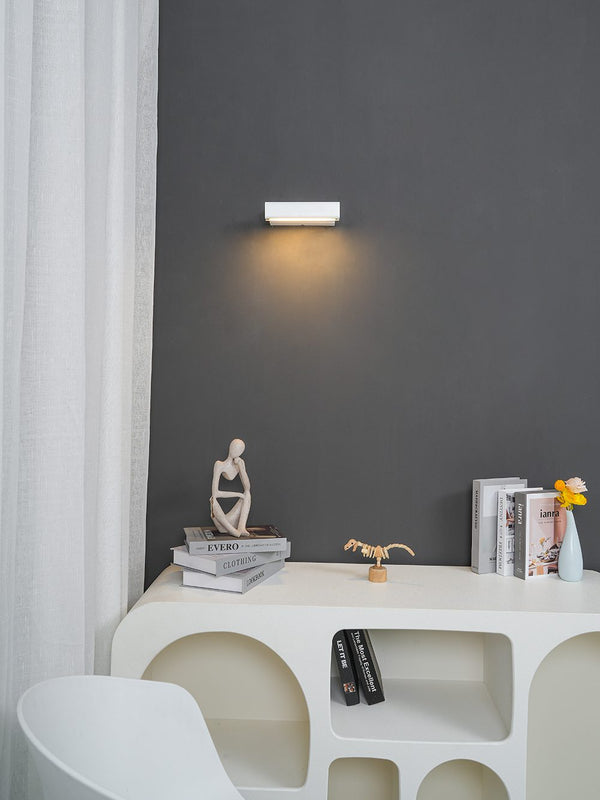 Modern Minimalist Wall Lamp with Wood and Metal, LED Wall Sconce for Bedroom and Hallway