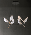 Modern Bird-Shaped LED Chandelier, 31.5-Inch Golden Aluminum & Acrylic Pendant Light for Dining Room and Foyer