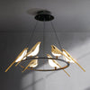 Modern Bird-Shaped LED Chandelier, 31.5-Inch Golden Aluminum & Acrylic Pendant Light for Dining Room and Foyer