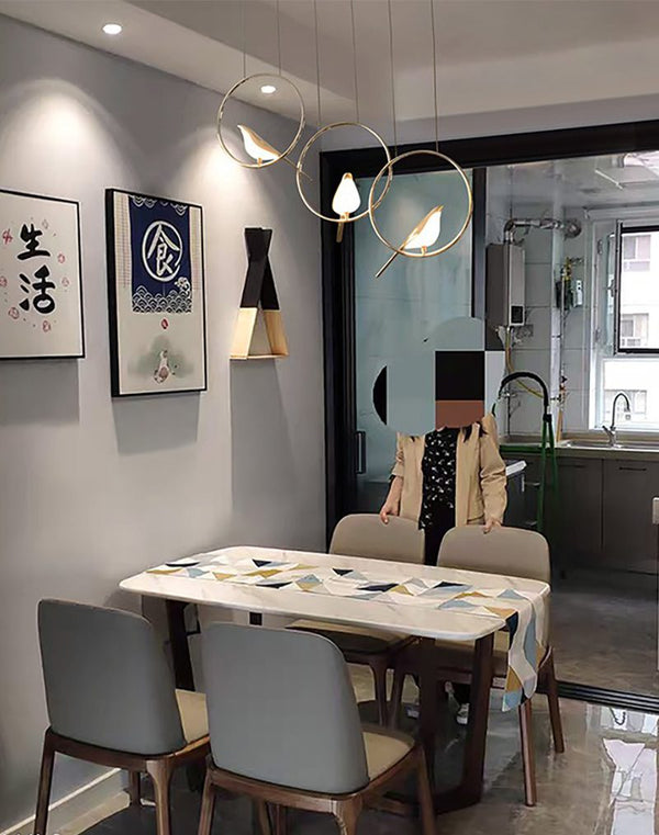 Modern Bird-Inspired Pendant Light, Adjustable LED Chandelier for Dining Room and Living Room