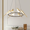Modern Bird-Shaped LED Chandelier, 31.5-Inch Golden Aluminum & Acrylic Pendant Light for Dining Room and Foyer