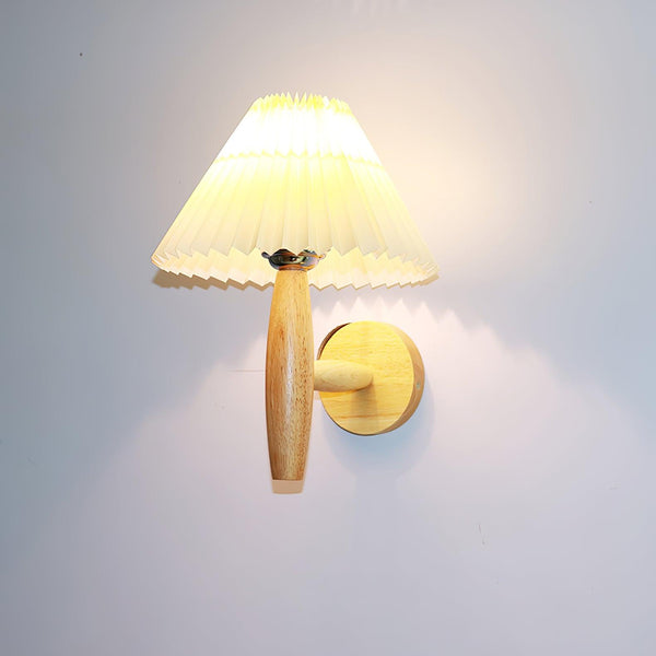 Oak Pleated Wall Light