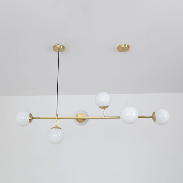 Orb Glass Pendant Light with Brass Accents for Dining Room and Kitchen Island