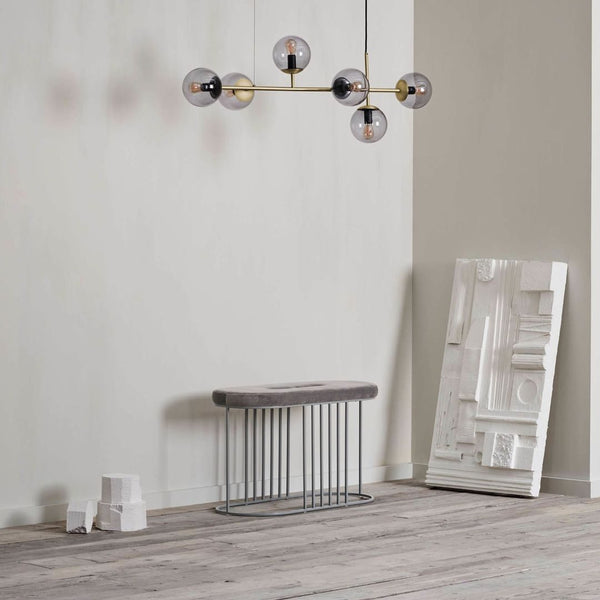 Orb Glass Pendant Light with Brass Accents for Dining Room and Kitchen Island
