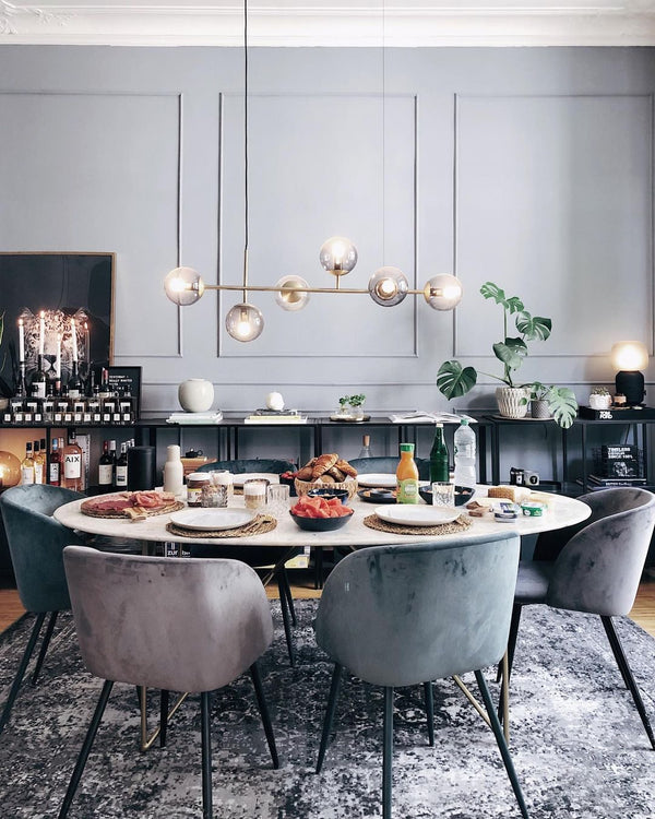 Orb Glass Pendant Light with Brass Accents for Dining Room and Kitchen Island