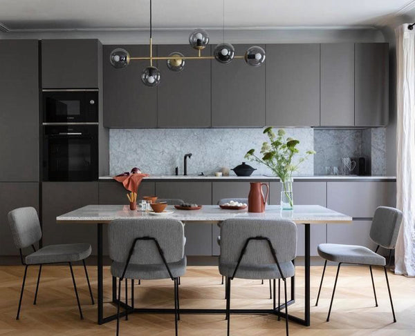 Orb Glass Pendant Light with Brass Accents for Dining Room and Kitchen Island