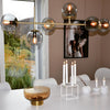 Orb Glass Pendant Light with Brass Accents for Dining Room and Kitchen Island