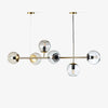 Orb Glass Pendant Light with Brass Accents for Dining Room and Kitchen Island