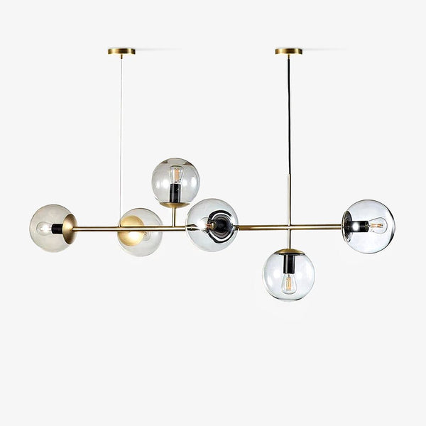 Orb Glass Pendant Light with Brass Accents for Dining Room and Kitchen Island