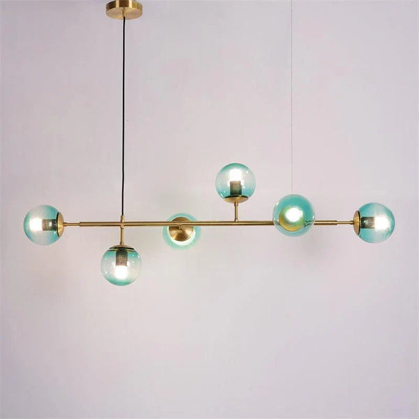 Orb Glass Pendant Light with Brass Accents for Dining Room and Kitchen Island