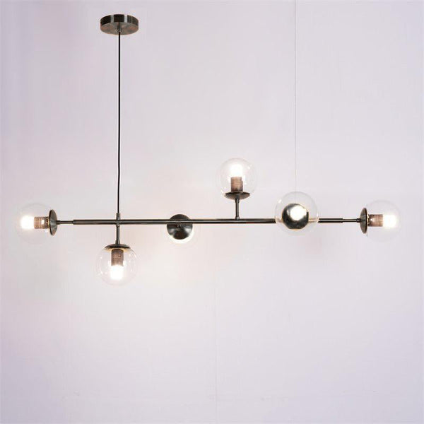 Orb Glass Pendant Light with Brass Accents for Dining Room and Kitchen Island