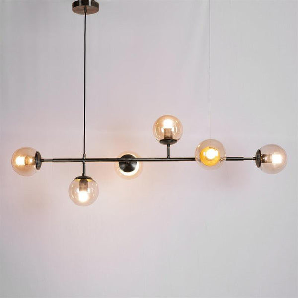 Orb Glass Pendant Light with Brass Accents for Dining Room and Kitchen Island