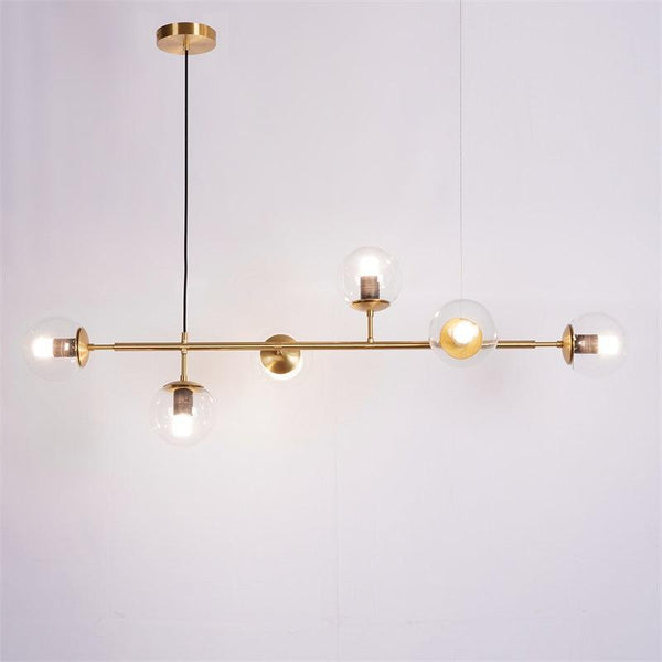Orb Glass Pendant Light with Brass Accents for Dining Room and Kitchen Island