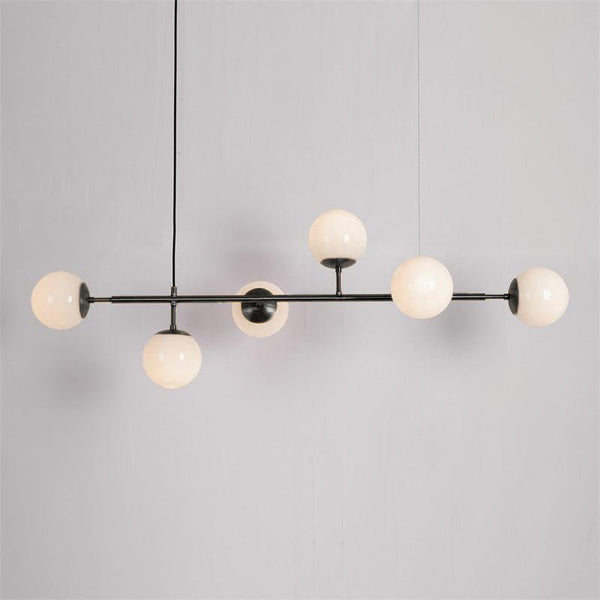 Orb Glass Pendant Light with Brass Accents for Dining Room and Kitchen Island