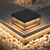 Square Led Hardwired Solar Outdoor Pier Mount Lantern Post Light Black