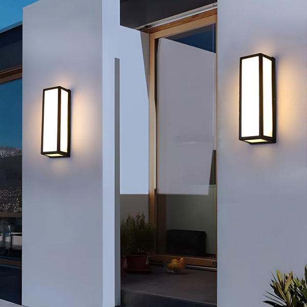 Rectangle Led Waterproof Motion Sensor Black Modern Wall Sconce