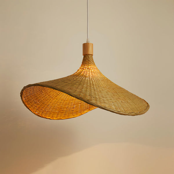 Bamboo Weave Hat Pendant Light