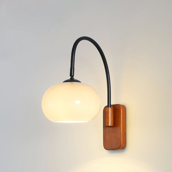 Retro Wooden Glass Wall Lamp