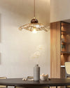 Ribbed Floral Pendant Light with Cognac Lotus Shade for Dining Room and Kitchen Island