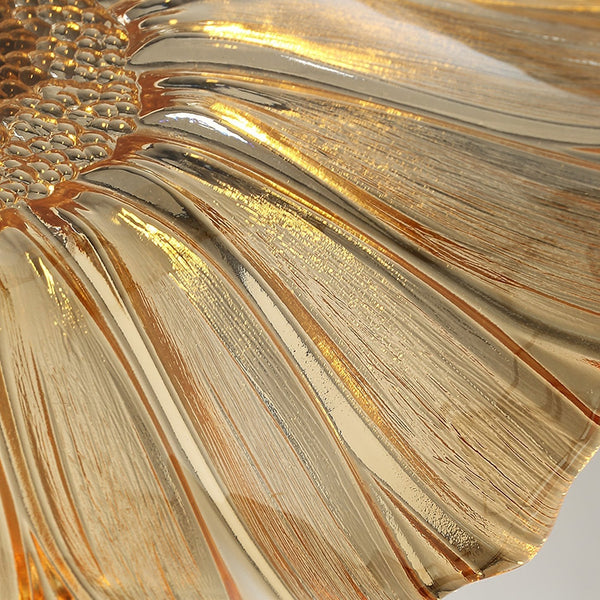 Ribbed Floral Pendant Light with Cognac Lotus Shade for Dining Room and Kitchen Island