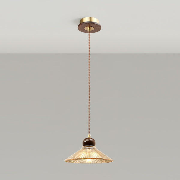 Ribbed Floral Pendant Light with Cognac Lotus Shade for Dining Room and Kitchen Island