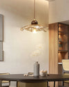 Ribbed Floral Pendant Light with Cognac Lotus Shade for Dining Room and Kitchen Island