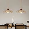 Ribbed Floral Pendant Light with Cognac Lotus Shade for Dining Room and Kitchen Island
