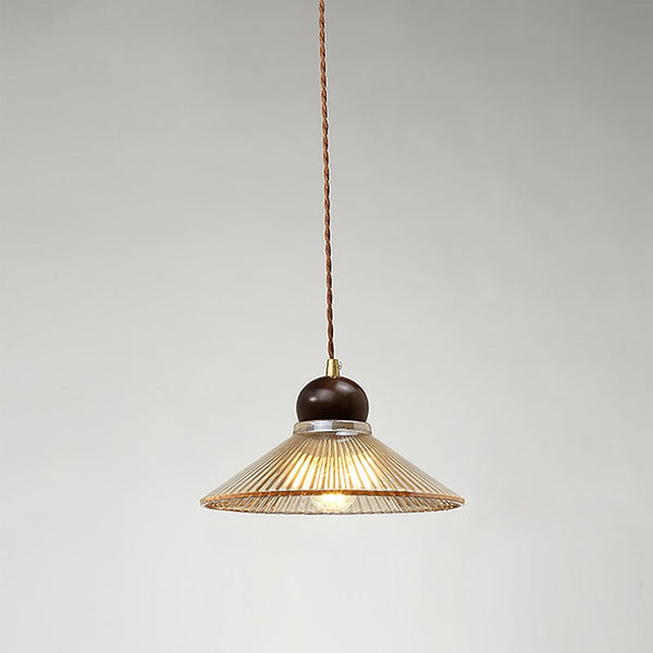 Ribbed Floral Pendant Light with Cognac Lotus Shade for Dining Room and Kitchen Island