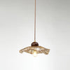 Ribbed Floral Pendant Light with Cognac Lotus Shade for Dining Room and Kitchen Island