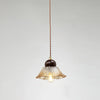 Ribbed Floral Pendant Light with Cognac Lotus Shade for Dining Room and Kitchen Island