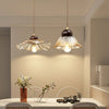 Ribbed Floral Pendant Light with Cognac Lotus Shade for Dining Room and Kitchen Island