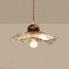 Ribbed Floral Pendant Light with Cognac Lotus Shade for Dining Room and Kitchen Island