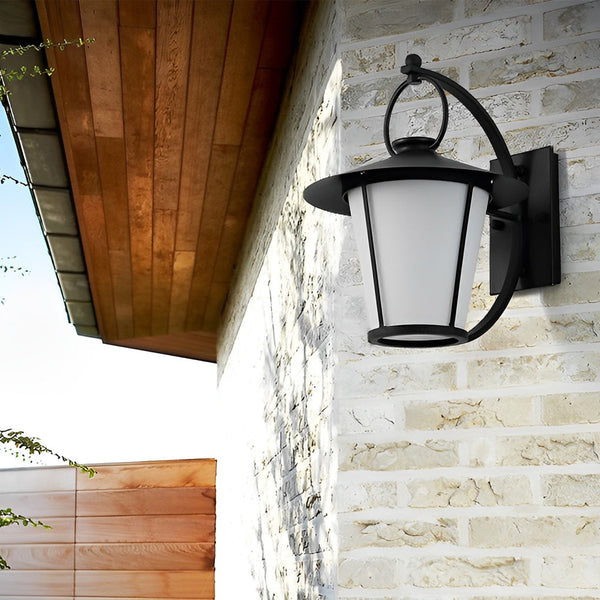 1 Light 13 In Vintage White Opal Frosted Glass Black Outdoor Wall Light
