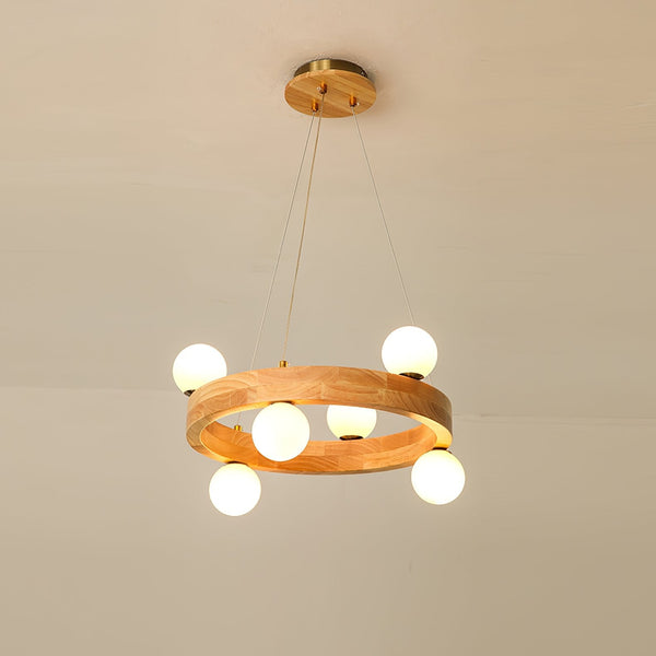Round Wood Ring Pendant Light
