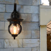 1 Light Seeded Glass Globe Led Outdoor Wall Lantern With Curved Arm