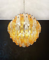 Spherical Murano Poliedri Amber Transparent Glass Chandelier