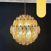 Spherical Murano Poliedri Amber Transparent Glass Chandelier