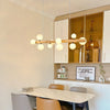 Spiral Glass Ball Chandelier with Wood Frame for Dining Room and Foyer