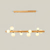 Spiral Glass Ball Chandelier with Wood Frame for Dining Room and Foyer