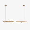 Spiral Glass Ball Chandelier with Wood Frame for Dining Room and Foyer