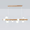 Spiral Glass Ball Chandelier with Wood Frame for Dining Room and Foyer