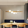 Spiral Glass Ball Chandelier with Wood Frame for Dining Room and Foyer