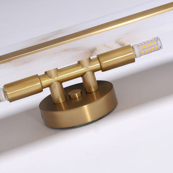 Alabaster Oval Wall Sconce with Brass Band, ADA Vertical or Horizontal Light for Bedroom and Hallway