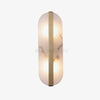 Alabaster Oval Wall Sconce with Brass Band, ADA Vertical or Horizontal Light for Bedroom and Hallway