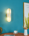 Alabaster Oval Wall Sconce with Brass Band, ADA Vertical or Horizontal Light for Bedroom and Hallway