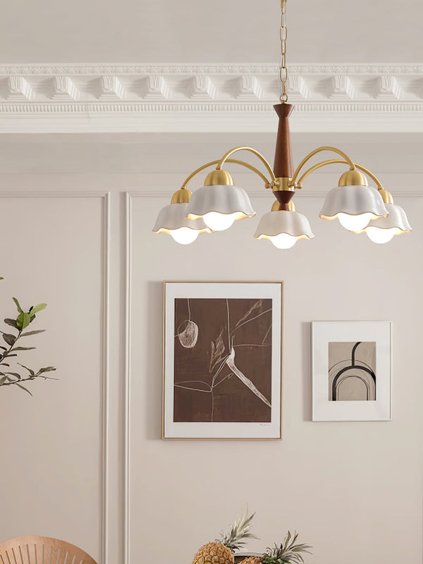 Swedish Modern Brass Chandelier