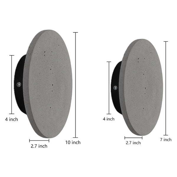 Outdoor Round Gray Concrete Led Wall Flush Lights Accent Landscape Lighting