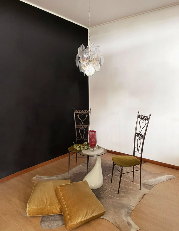 Vintage Murano Iridescent Glass Disks Chandelier