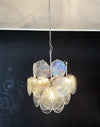 Vintage Murano Iridescent Glass Disks Chandelier
