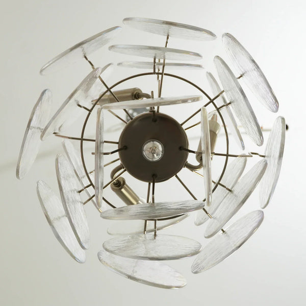 Vintage Murano Iridescent Glass Disks Chandelier